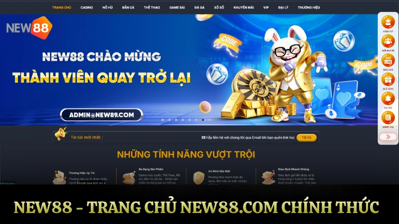 Trang chủ NEW88 chính thức 2026 với giao diện cá cược thể thao casino và slot